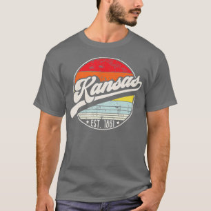 Retro Kansas Home State KS Cool 70s Style Sunset T-Shirt