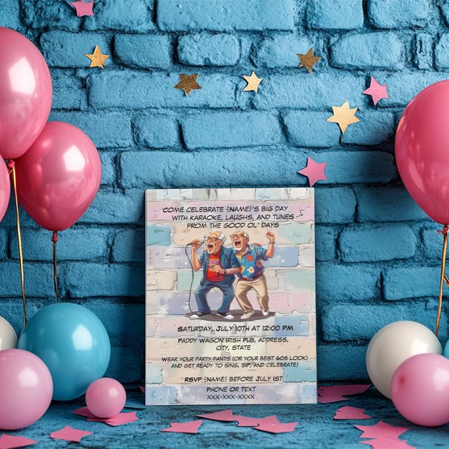     Retro Karaoke Birthday-80s Music Party Invitation (Creator Uploaded)