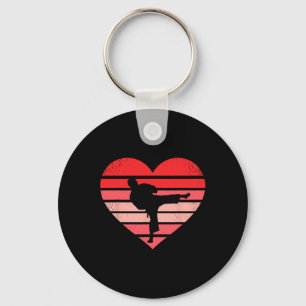 Retro Karate Judo Heart Valentine Martial Art Boys Key Ring