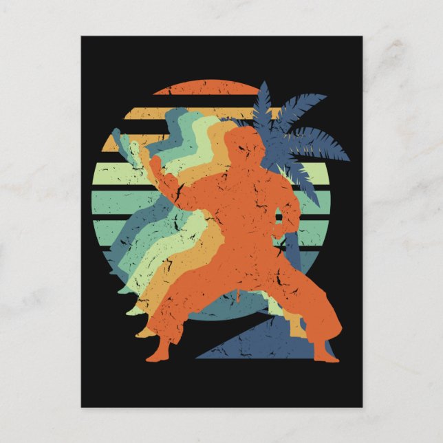 Retro Karate Kung Fu Ninja Martial Arts Sportsman Postcard (Front)