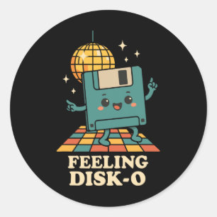 Retro Kawaii Floppy Disk Retro Tech Joke 80s 90s D Classic Round Sticker