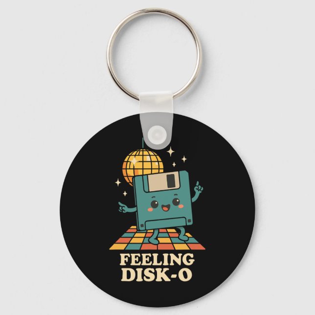 Retro Kawaii Floppy Disk Retro Tech Joke 80s 90s D Key Ring (Front)