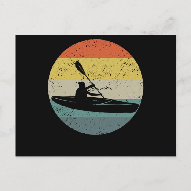 Retro kayak rower canoe paddling vintage boat postcard (Front)