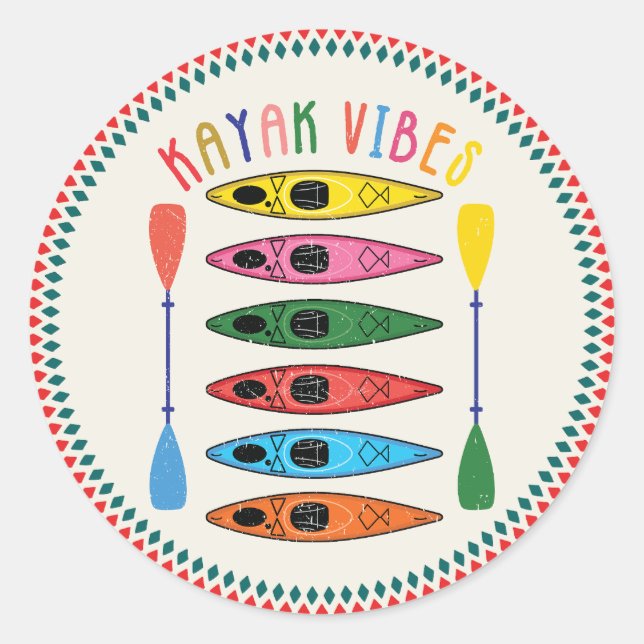 Retro Kayak Vibes Kayaking Classic Round Sticker (Front)