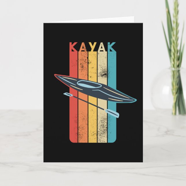 Retro Kayaking Kayak Gift for Kayaker Card (Front)