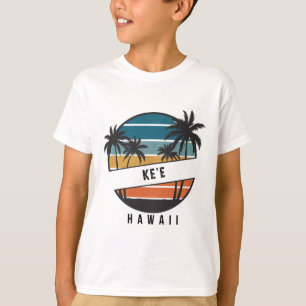 Retro Ke'e Beach Hawaii Surfboard Surfing T-Shirt