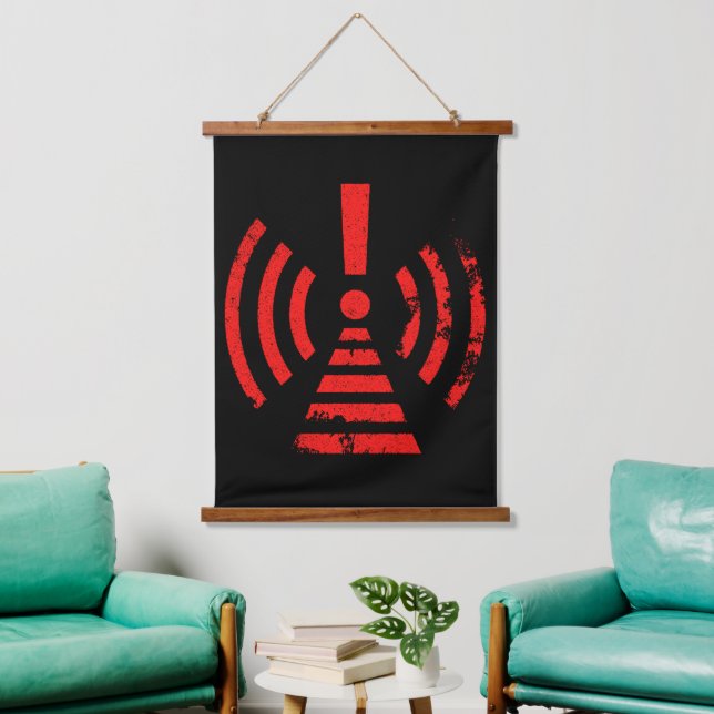 Retro Keep Back Energy Warning Symbol Hanging Tapestry (Living Room)