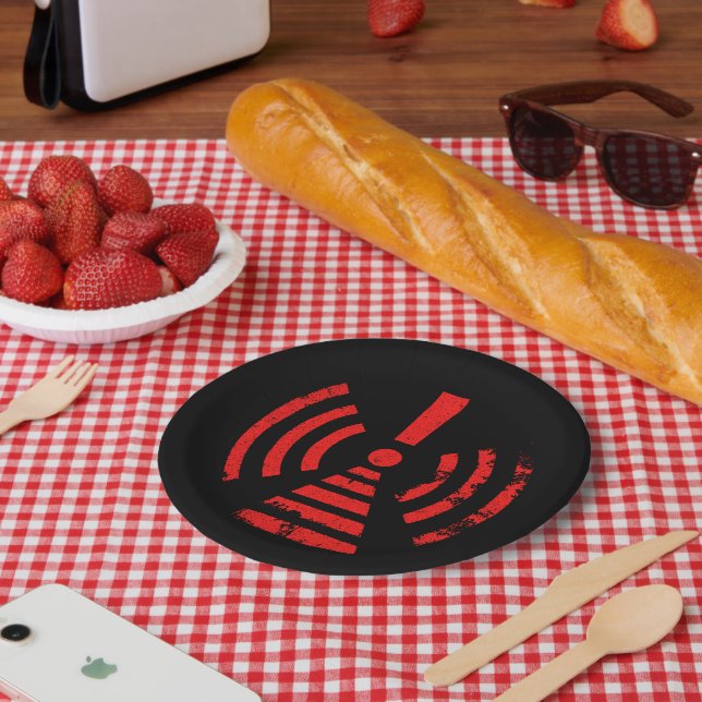 Retro Keep Back Energy Warning Symbol Paper Plate (Picnic)