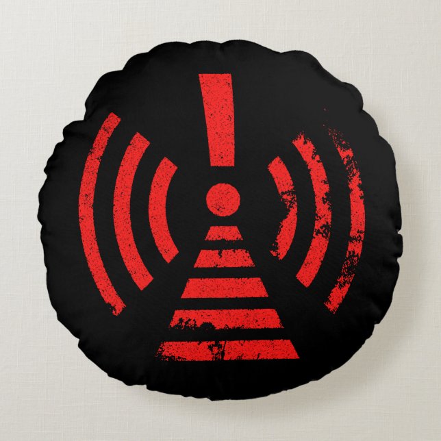 Retro Keep Back Energy Warning Symbol Round Cushion (Front)