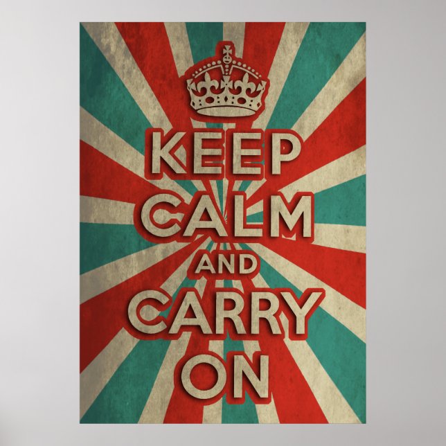 Retro Keep Calm And Carry On Poster (Front)
