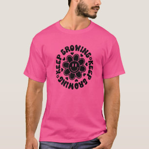 Retro Keep Growing Smile Face Inspirational Positi T-Shirt