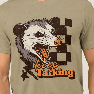 Retro Keep Talking Feral Possum: Angry Wild Animal Tri-Blend Shirt