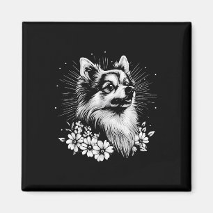 Retro Keeshond Dog Lover Tattoo Style _1 Magnet