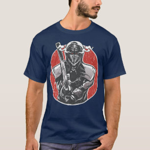 Retro Kendo Warrior Vintage Japanese Fighter Samur T-Shirt