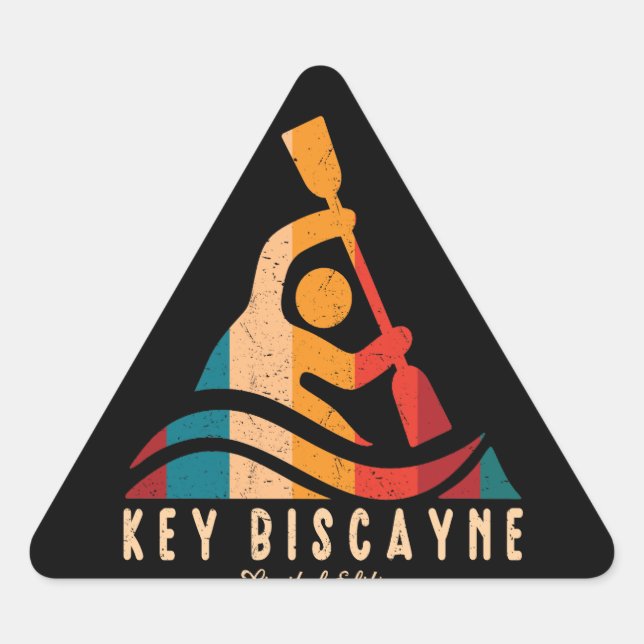 Retro Key Biscayne Kayaking Triangle Sticker (Front)
