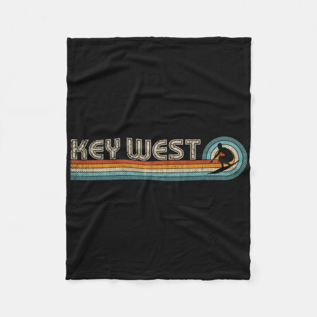 Retro Key West Florida Surfing Tee Key West  Fleece Blanket (Front)