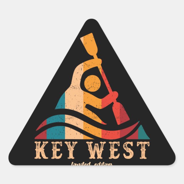Retro Key West Kayaking Triangle Sticker (Front)