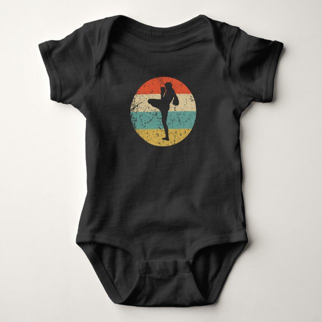 Retro Kick Boxer Icon Kick Boxing Baby Bodysuit (Front)