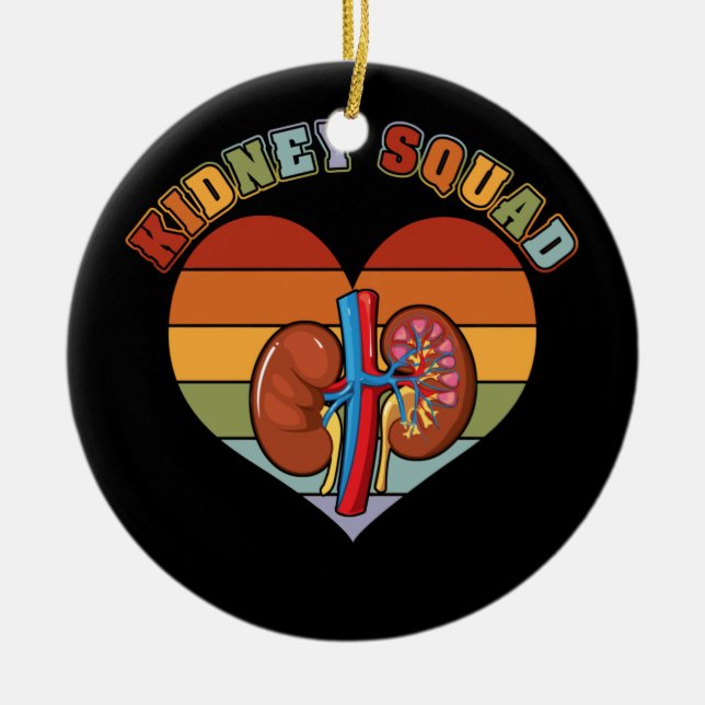 Retro Kidney Squad Team Nephrology Nurse Dialysis Ceramic Tree Decoration (Front)