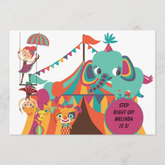 Retro Kids Circus Birthday Invitation