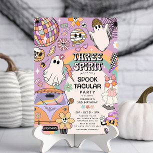 Retro Kids Halloween 3rd Birthday Party Invitation