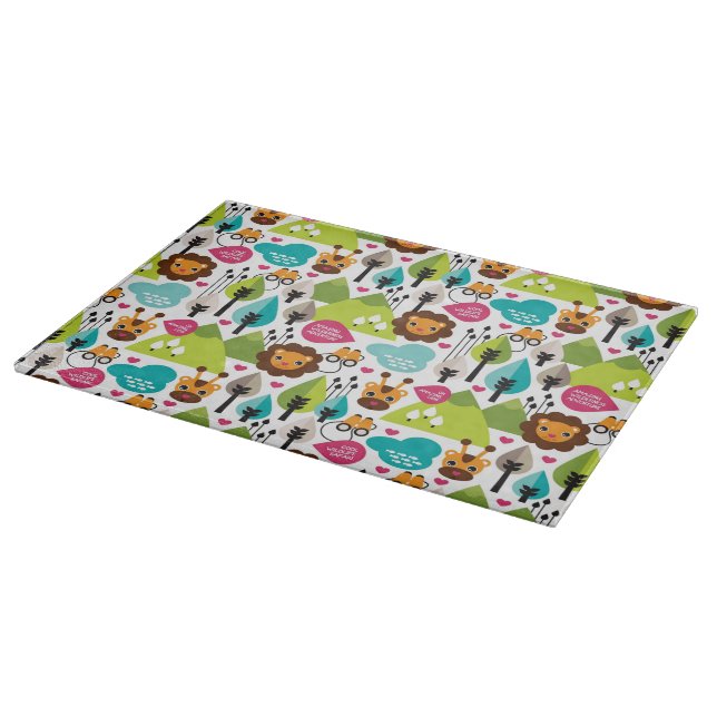 retro kids safari lion wildlife cutting board (Corner)