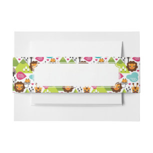 retro kids safari lion wildlife invitation belly band