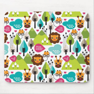 retro kids safari lion wildlife mouse pad