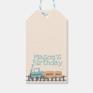 Retro Kids Train 1st Birthday Party Gift Tags