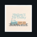 Retro Kids Train 1st Birthday Party   Napkin<br><div class="desc">Kids Train Birthday</div>