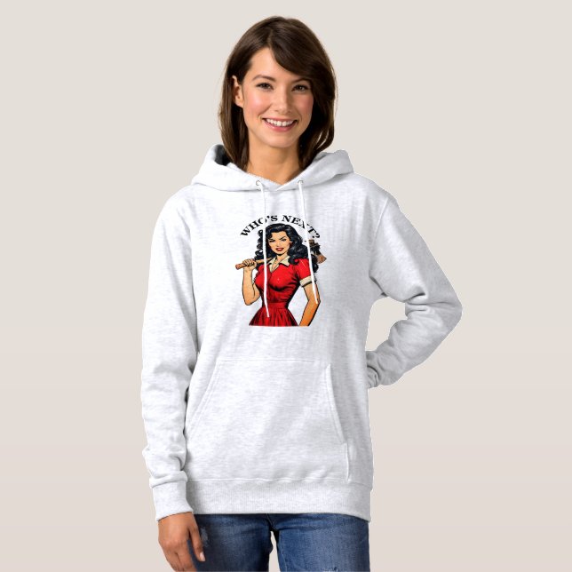 Retro Killer Housewife “Who’s Next?” Hoodie (Front Full)