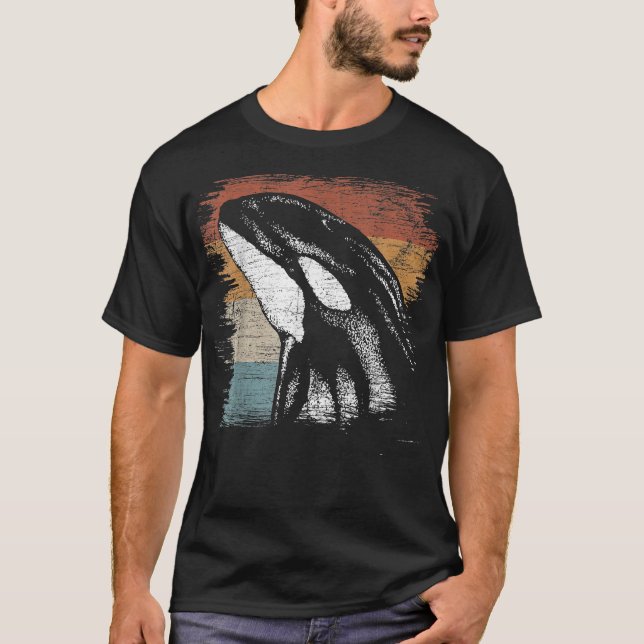 Retro Killer Whale  T-Shirt (Front)