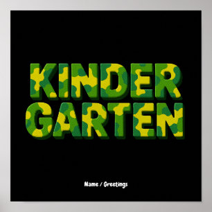 Retro Kindergarten Boys Teacher Camouflage Funny Poster