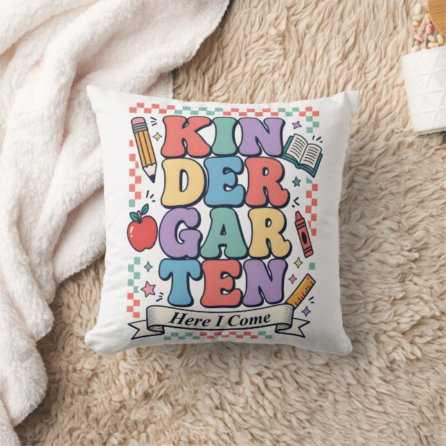Retro Kindergarten Here I Come School Cushion (Blanket)