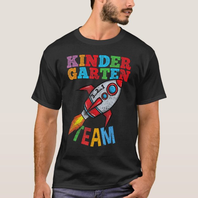 Retro Kindergarten Team Space Shuttle Back To Scho T-Shirt (Front)