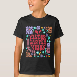 Retro Kindergarten Vibes Teacher Floral Apple Back T-Shirt
