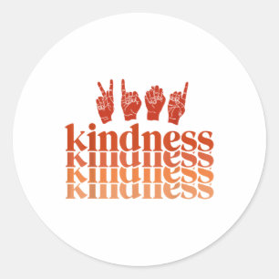 Retro Kindness Deaf Awareness Shirt Sign Language  Classic Round Sticker