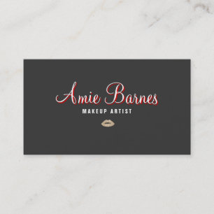 Retro Kissing Lips Makeup Artist Black Beauty Business Card