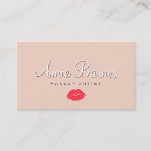Retro Kissing Lips Makeup Artist Cosmetology Peach Business Card
