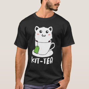 Retro Kit Tea  Kitten Cat  Tea Drinker Teacup Pun T-Shirt
