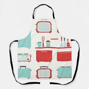 Retro Kitchen Appliances Pattern Apron