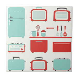 Retro Kitchen Appliances Pattern Tile