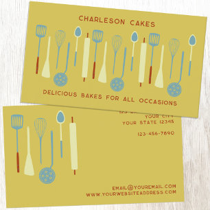 Retro Kitchen Baking Catering Yellow Business Card