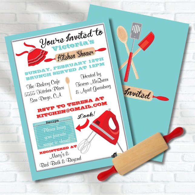 Retro Kitchen Bridal Shower Invitations (Creator Uploaded)