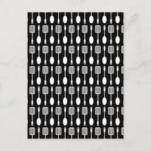 Retro Kitchen Cooking Utensils Pattern Postcard