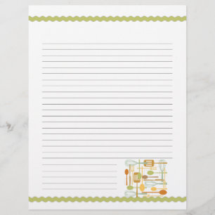 Retro Kitchen Cooking Utensils Recipe Pages