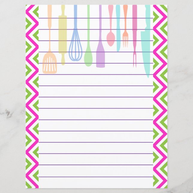 Retro Kitchen Cooking Utensils Zigzag Chevron (Front)