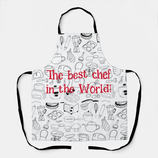 Retro kitchen design print - customise the text apron (Front)