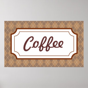 Retro Kitchen Diner Coffee Sign Wall Art Poster