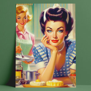 Retro Kitchen Painting Postcard